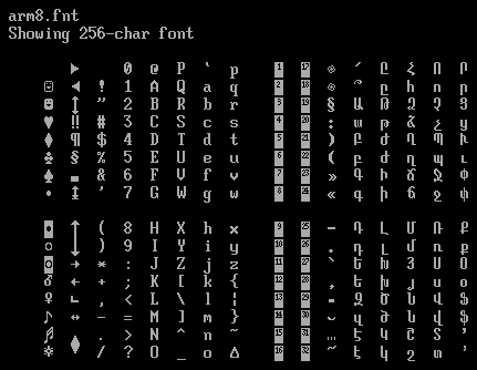 Screenshot of arm8.fnt